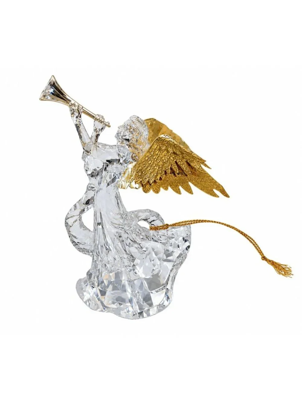 Vintage Plastic Angel Ornament Gold Wings Trumpet Christmas Holiday Decor 5